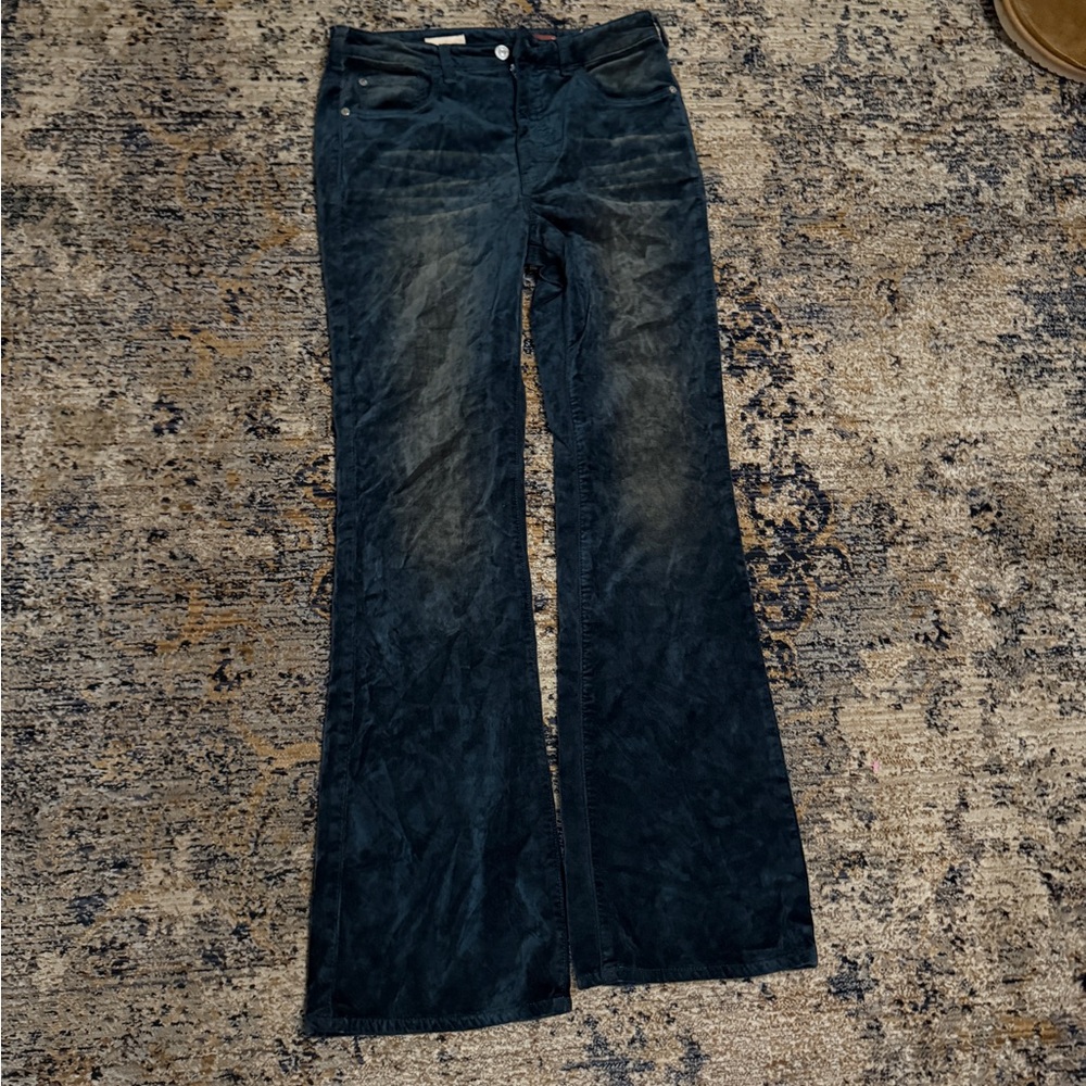 PILCRO teal blue velvet boot cut flare pants Size 27